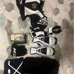 CCM Black and White Youth Hockey Gear Set